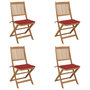 Voir la diapositive 1 : VIDAXL Chaises pliables de jardin lot de 4 avec coussins Bois d'acacia