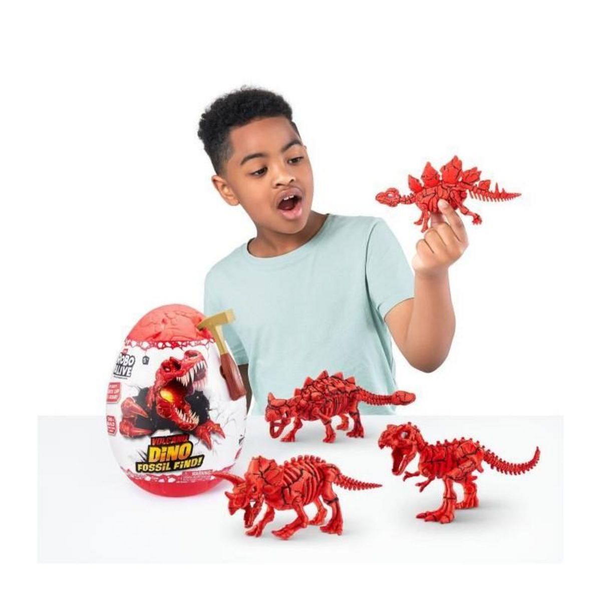 ZURU Jeu de fouille - ZURU - ROBO ALIVE Volcano Fossil Find S2 - Fossiles de dinosaures - Sons et lumieres - Roche et sable