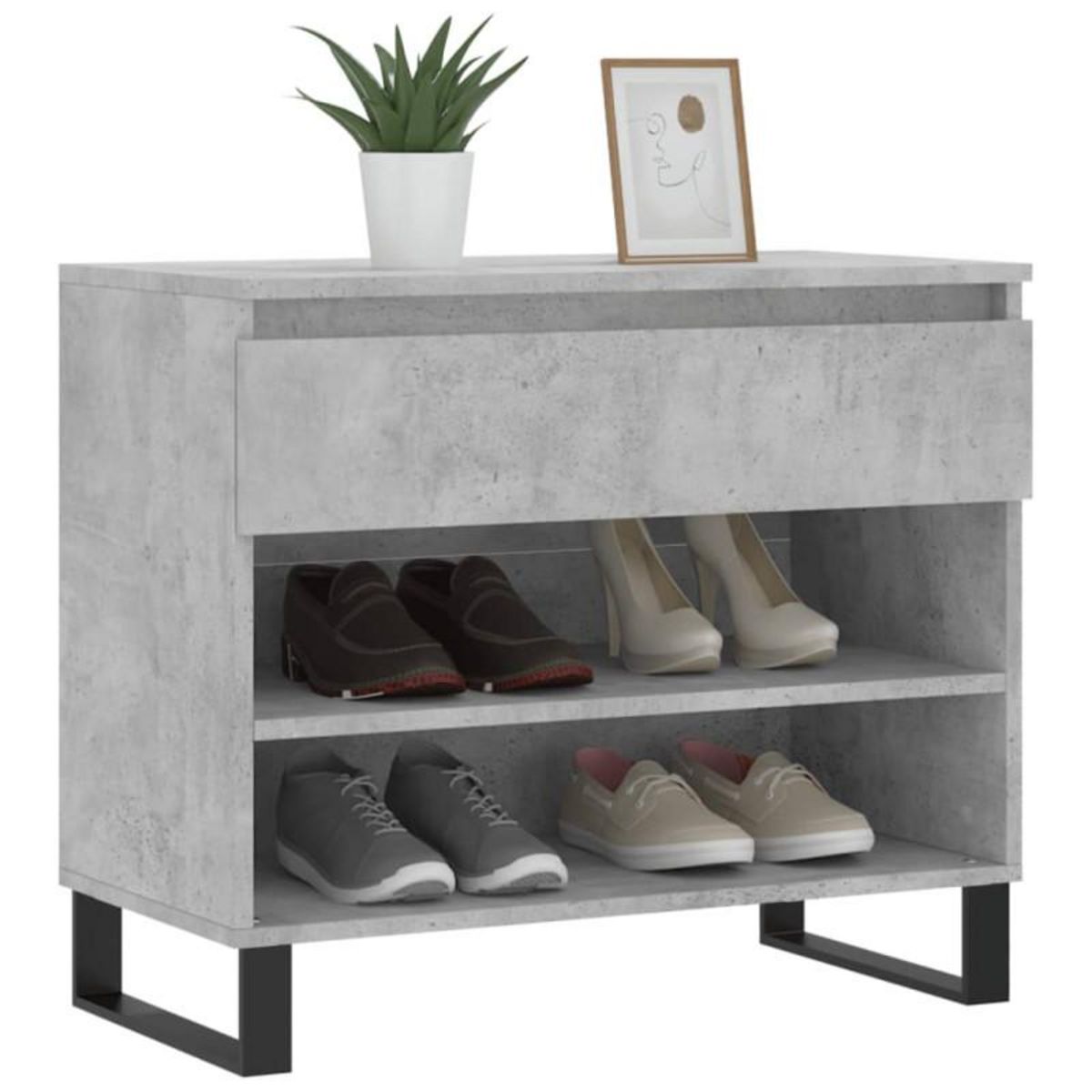 VIDAXL Armoire à chaussures Gris béton 70x36x60 cm Bois d ingénierie