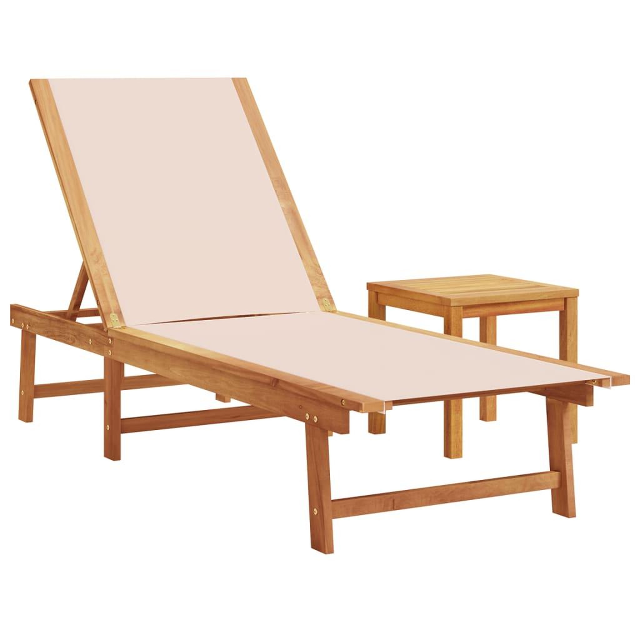 Voir la diapositive 2 : VIDAXL Chaise longue et table creme bois d'acacia solide et textilene