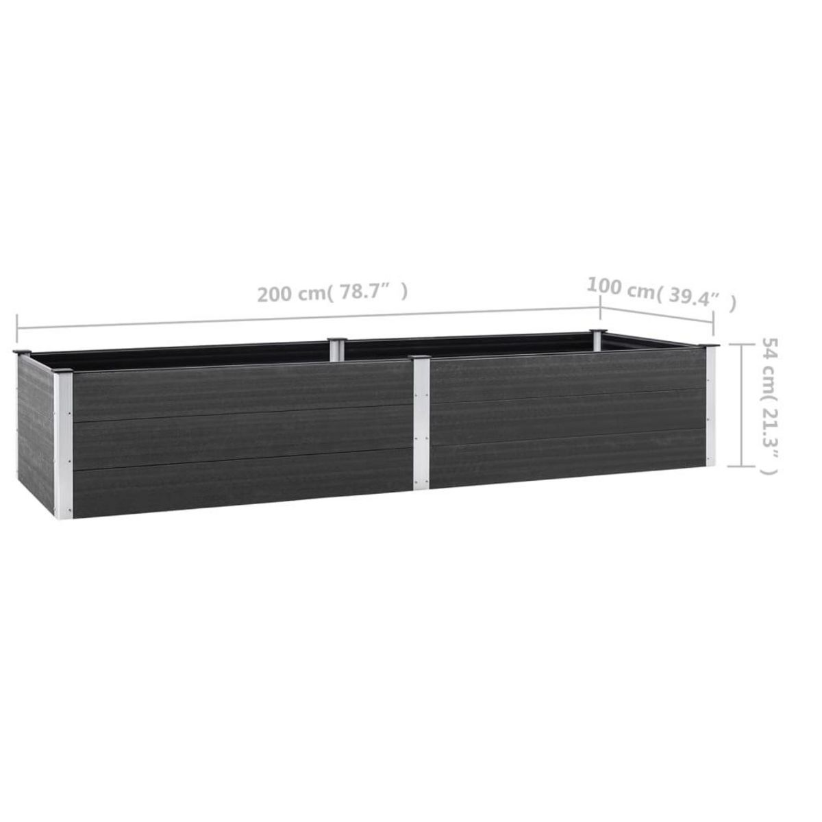 VIDAXL Lit sureleve de jardin 200x100x54 cm WPC Gris