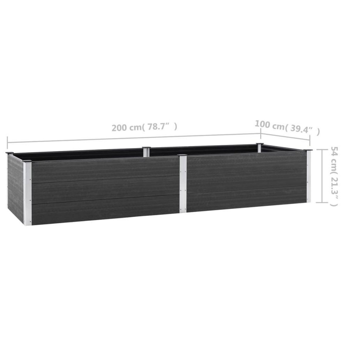VIDAXL Lit sureleve de jardin 200x100x54 cm WPC Gris