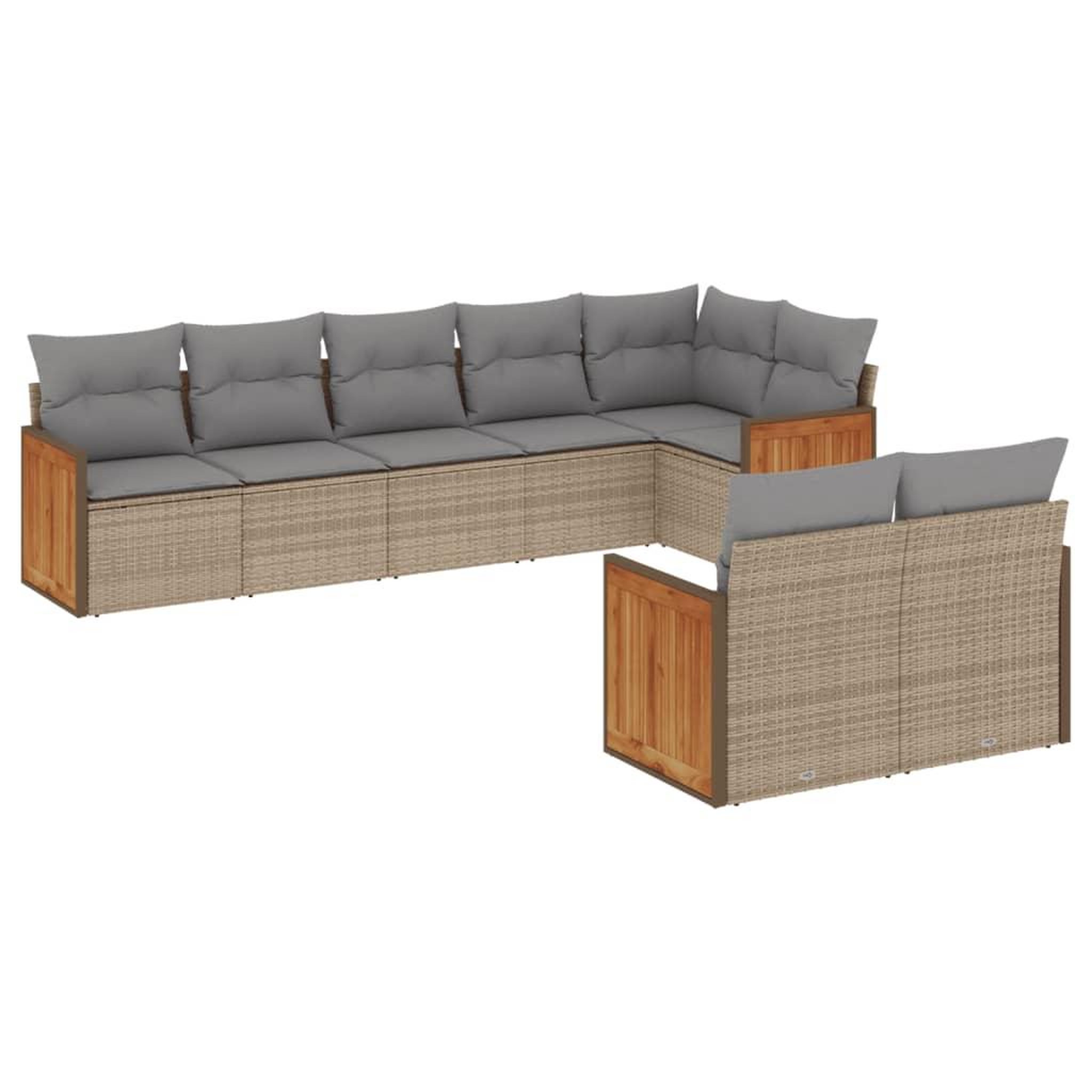 Voir la diapositive 2 : VIDAXL Salon de jardin avec coussins 8 pcs beige resine tressee