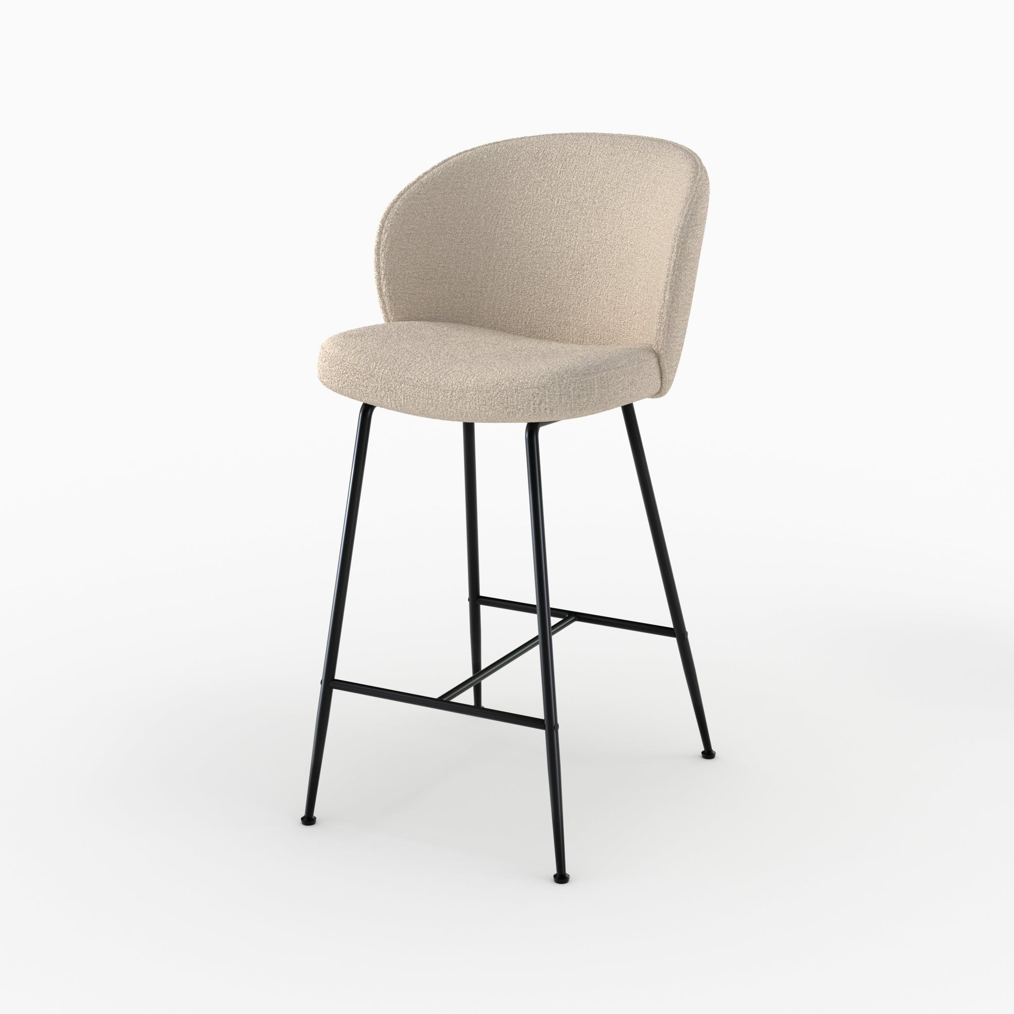 MAISON PAVANE Chaise de bar en tissu bouclé beige 66 cm-groom