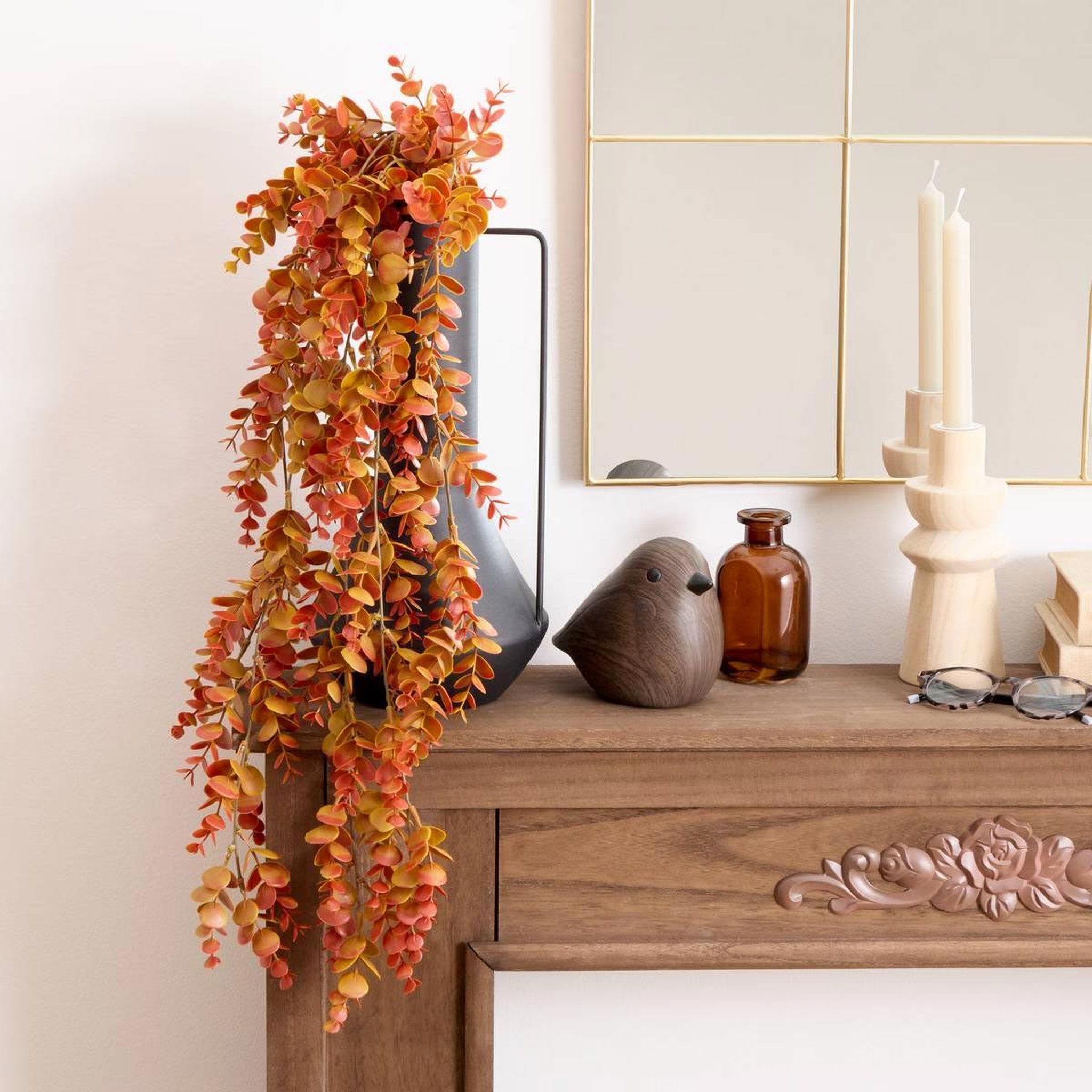Voir la diapositive 4 : ATMOSPHERA Eucalyptus artificiel tombant  james  80cm orange