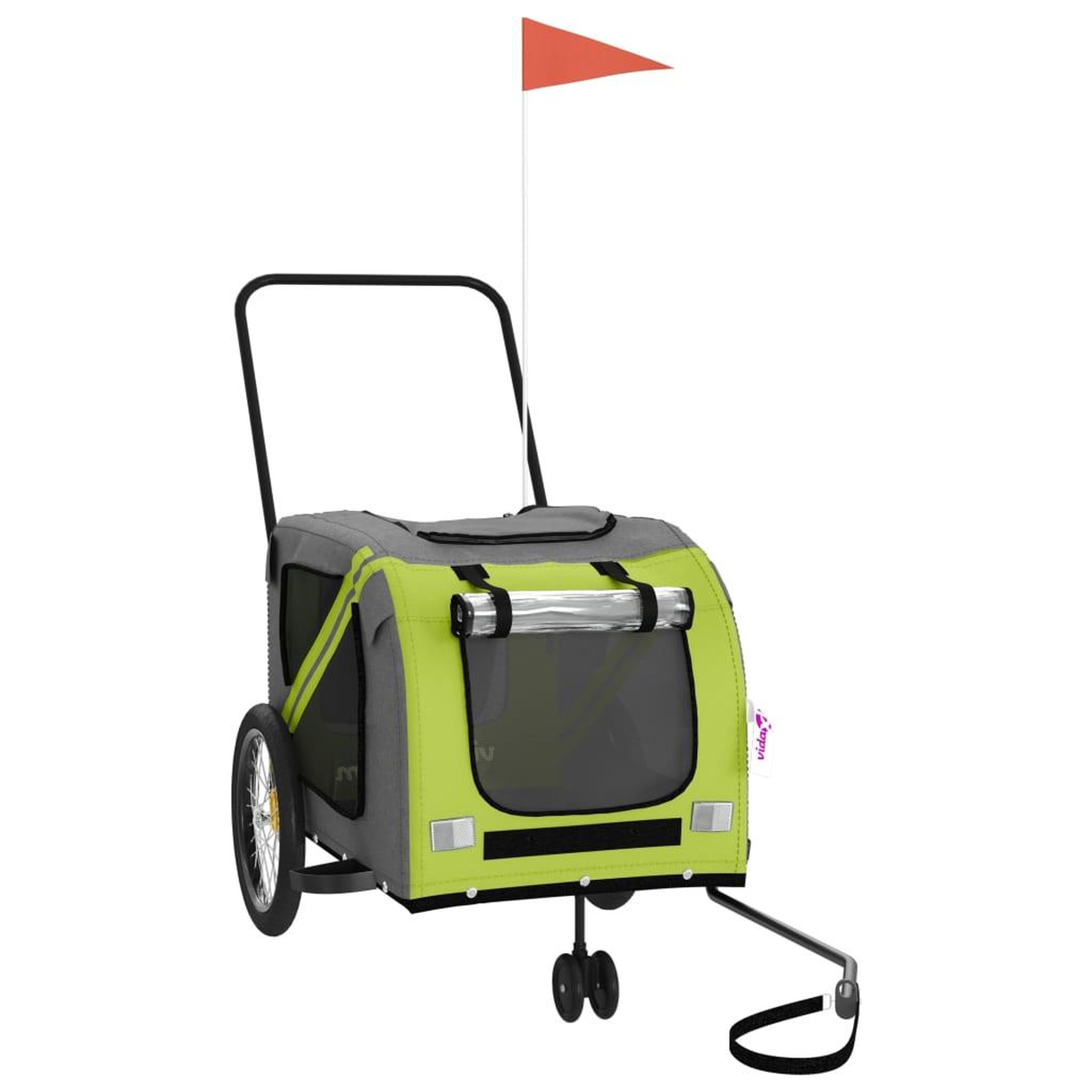 Voir la diapositive 2 : VIDAXL Remorque de velo pour animaux de compagnie vert et gris