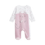 Petit Béguin Pyjama bébé en velours ouverture zippée Miss Chatchatchat. Coloris disponibles : Rose