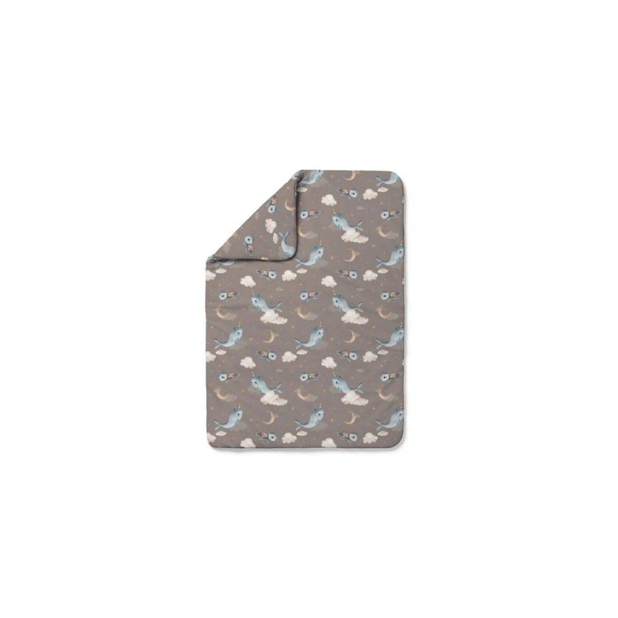 WALDIN Couette bébé 120 × 90 cm - motif baleine, brun