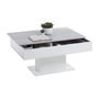 Voir la diapositive 4 : FMD Table basse bicolore avec plateau coulissant - Décor gris béton LA et blanc brillant - L100 x H46,1 x P65 cm - Fabriqué en Al