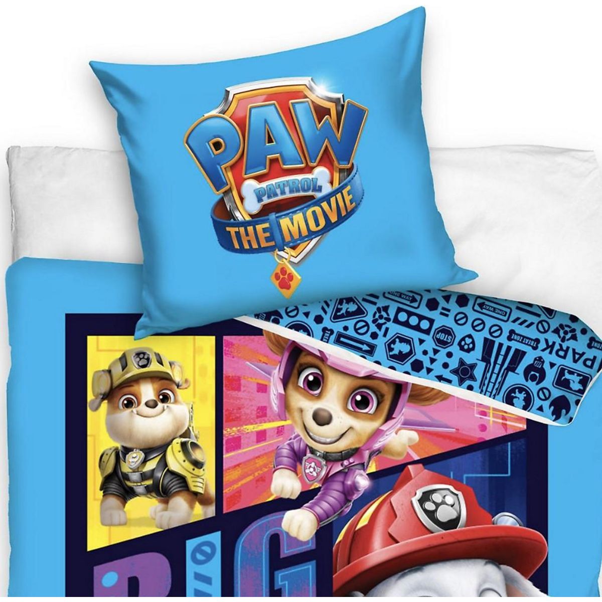 Home collection Parure housse de couette 140x200cm 100%coton 57fils pat'patrouille bleu