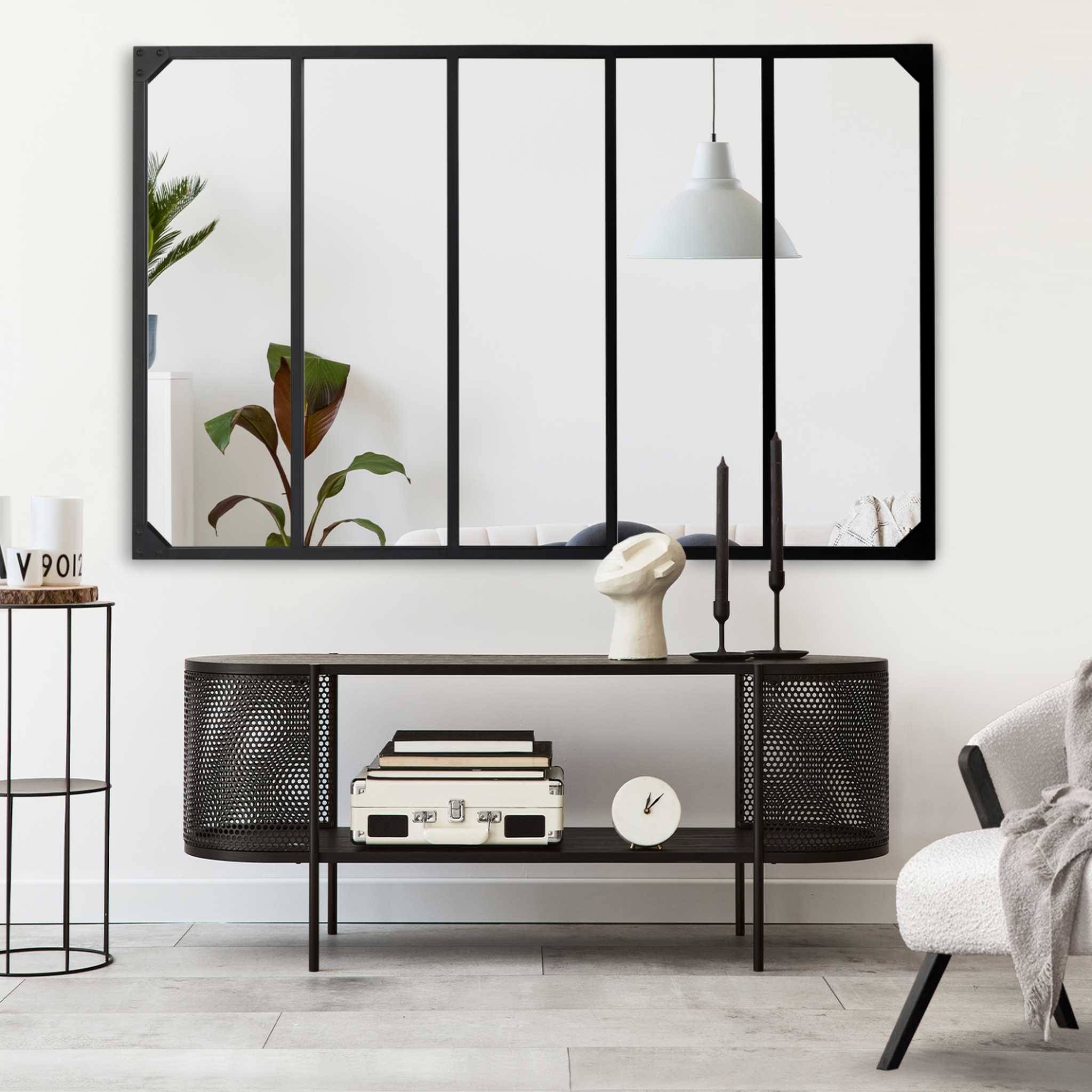Voir la diapositive 2 : ID MARKET Miroir verrière 5 bandes design industriel 140x84 cm