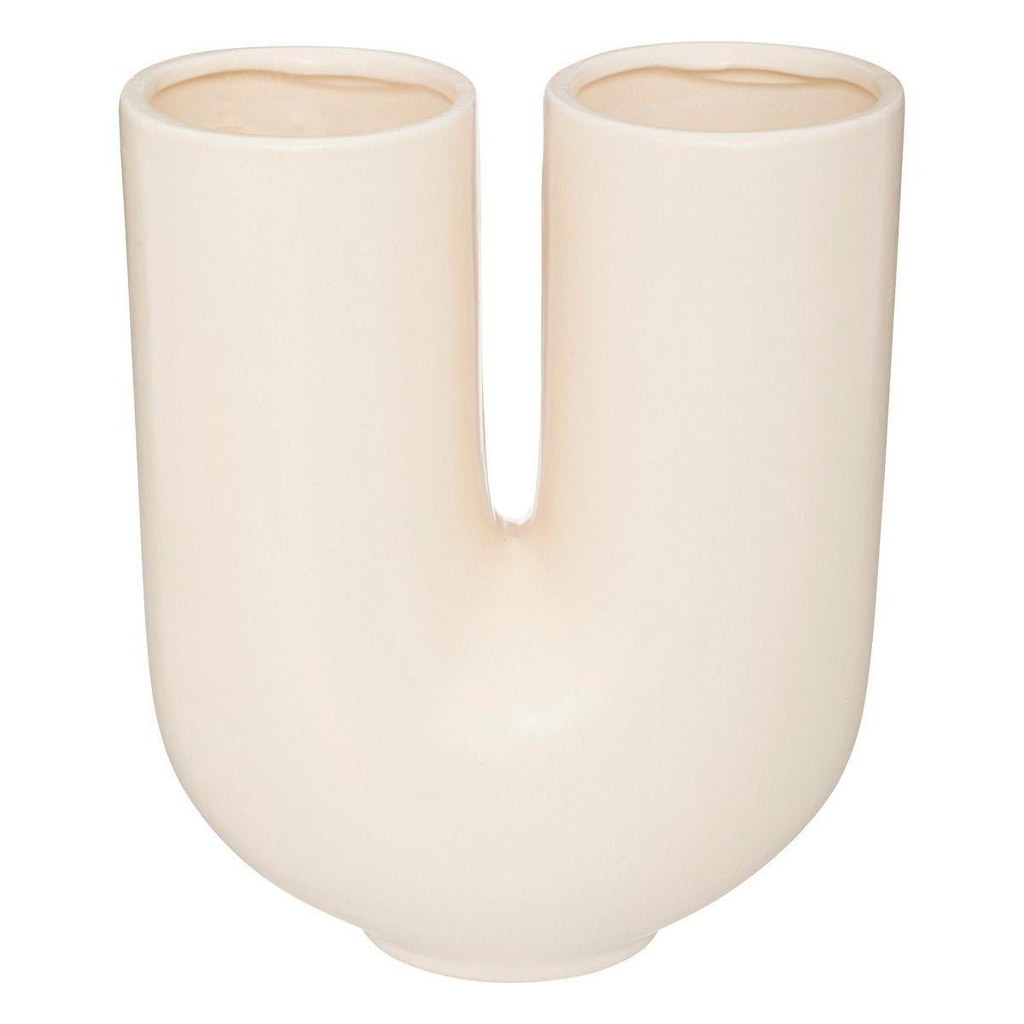Voir la diapositive 2 : ATMOSPHERA Vase design en céramique  rivi  25cm blanc chaud