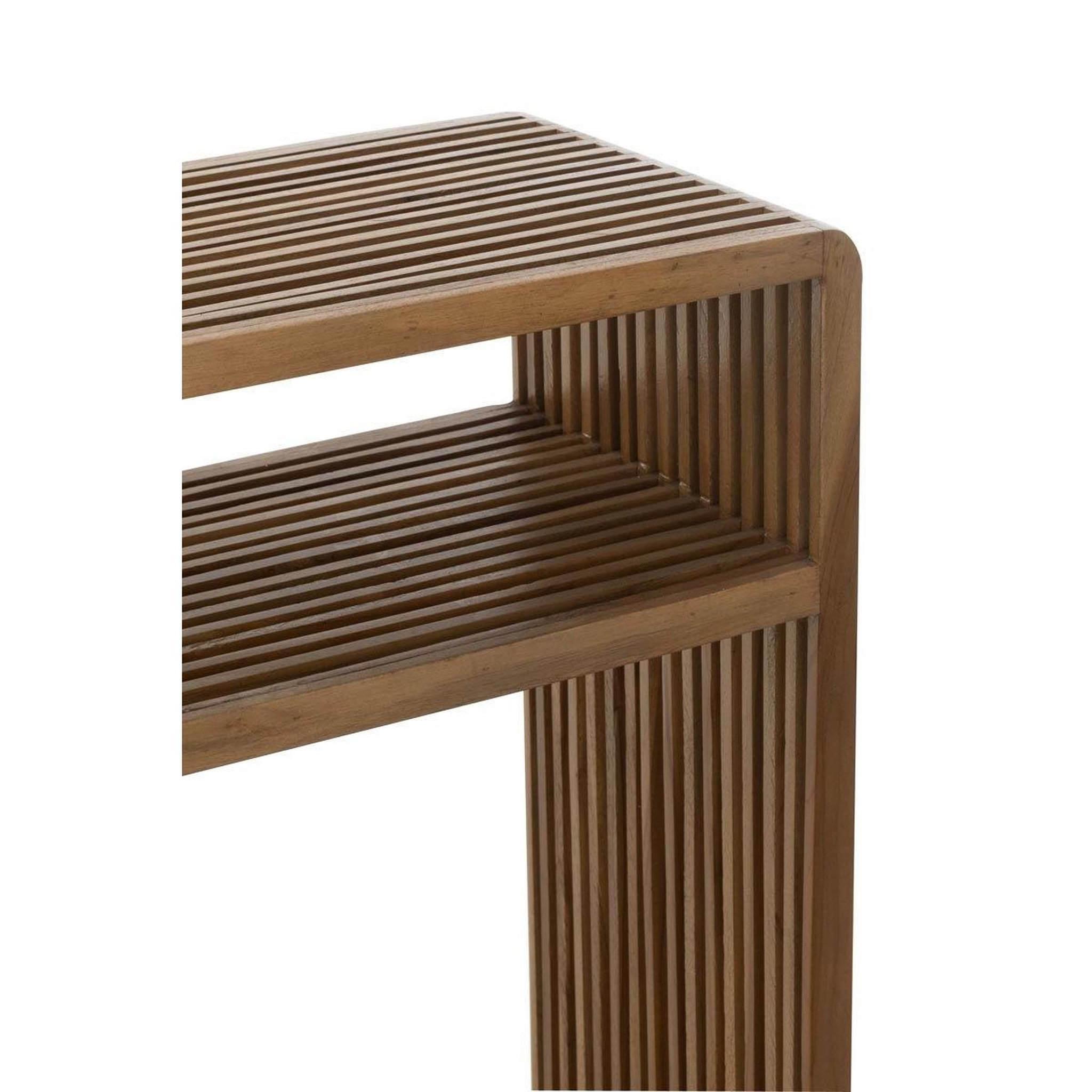 Voir la diapositive 6 : J-LINE Lot de 2 consoles en bois  teck  130cm naturel