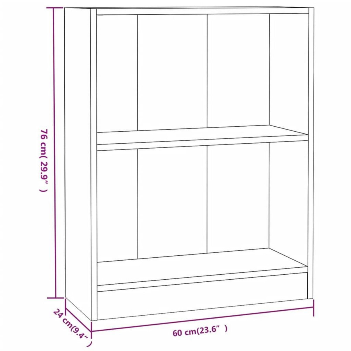 VIDAXL Bibliotheque Blanc brillant 60x24x76 cm Bois d'ingenierie