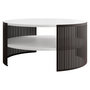 Voir la diapositive 1 : BEST MOBILIER Cruz - table basse ronde - blanc et noir - 1 niche - 75 cm