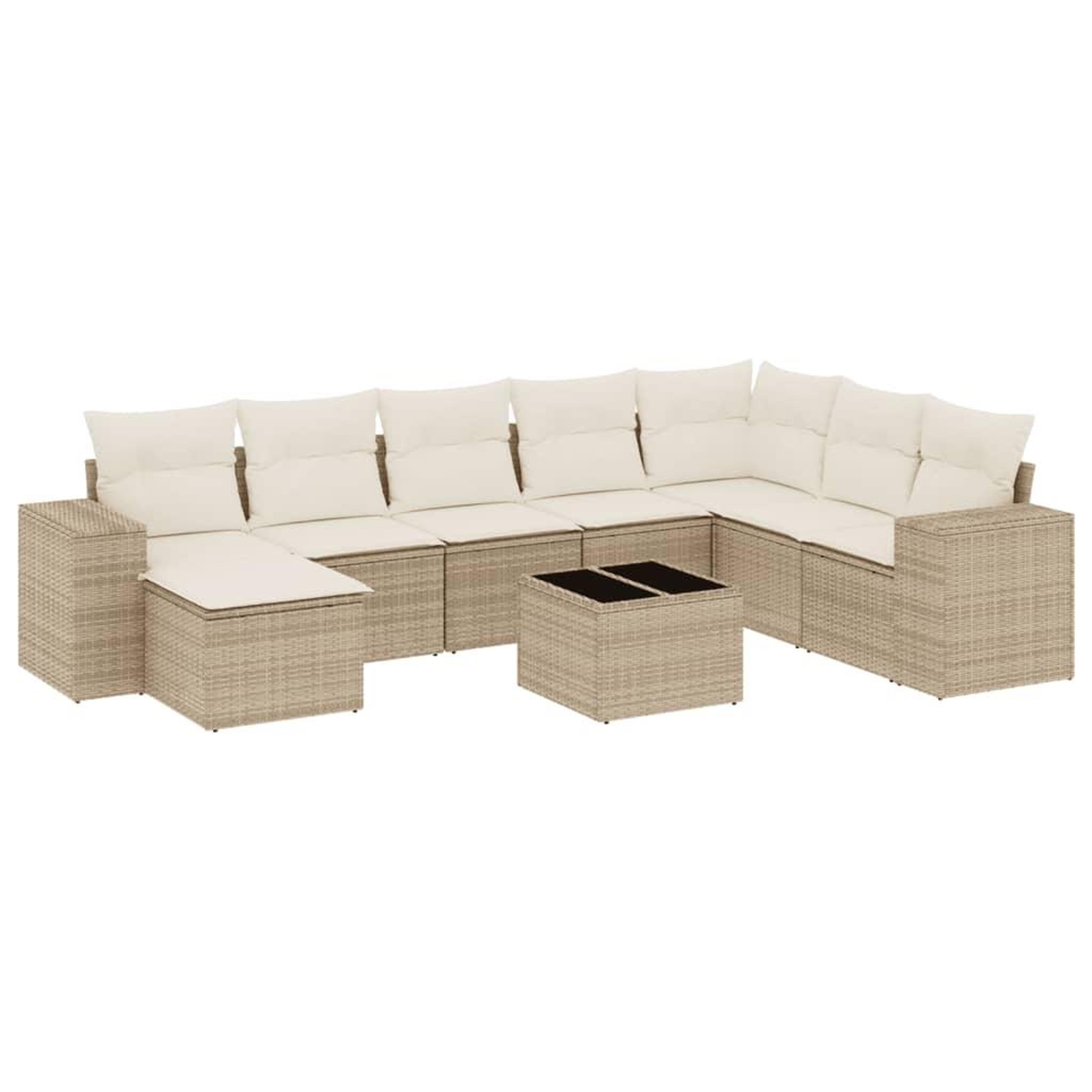 Voir la diapositive 2 : VIDAXL Salon de jardin avec coussins 9 pcs beige resine tressee