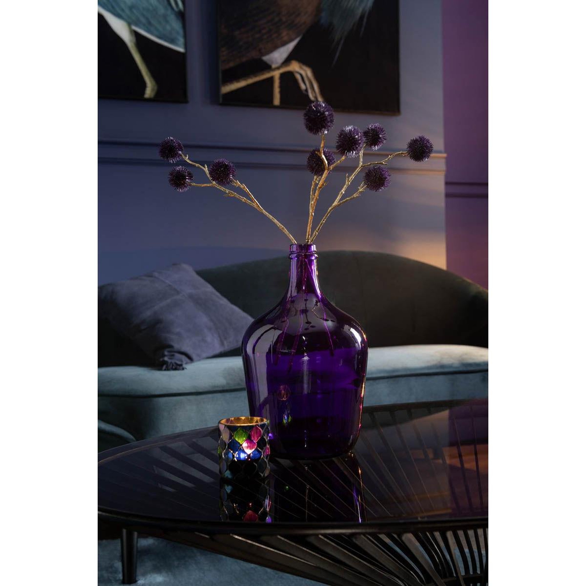 Voir la diapositive 5 : J-LINE Vase Bouteille en Verre  Mandie  30cm Mauve