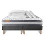 Voir la diapositive 2 : SEPTNUITS PACK matelas + double sommier gris Memo Plus Mémoire de forme 3 zones + 2 oreillers + couette