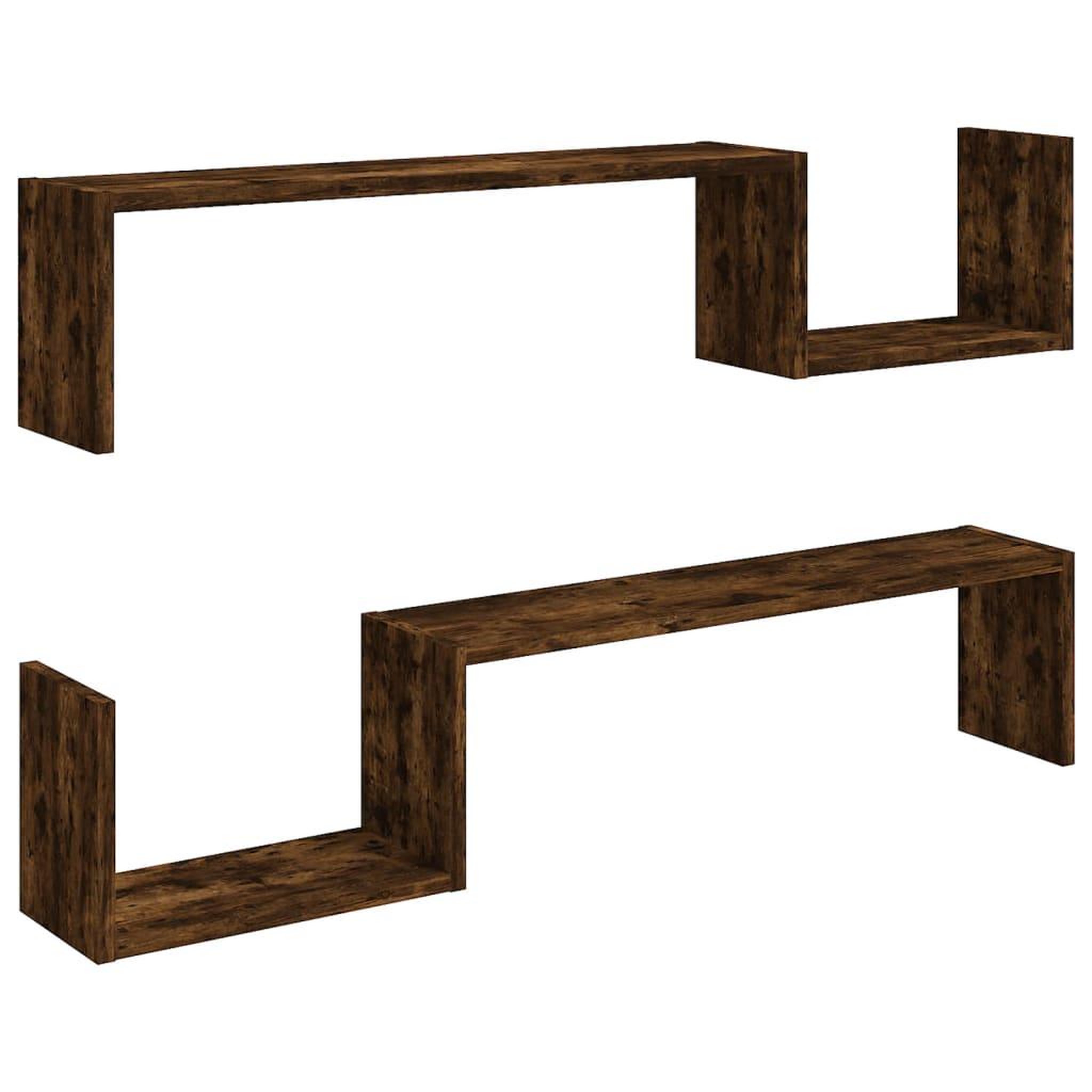 Voir la diapositive 2 : VIDAXL Etageres murales 2 pcs Chene fume 100x15x20cm Bois d'ingenierie