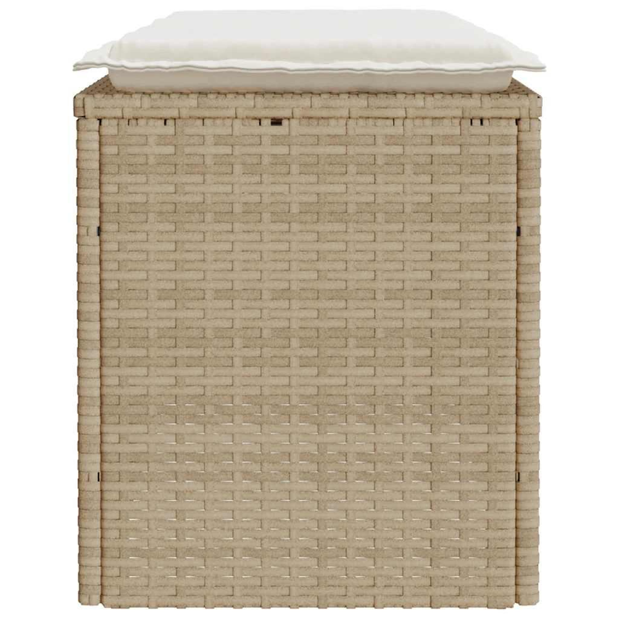 Voir la diapositive 5 : VIDAXL Banc de jardin avec coussin beige 110x40x44 cm resine tressee
