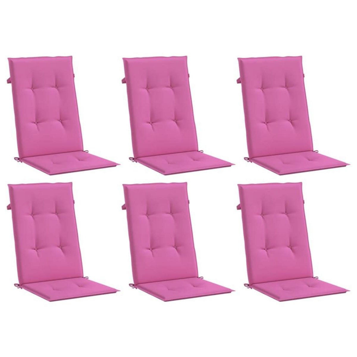 VIDAXL Coussins de chaise a dossier haut lot de 6 rose tissu