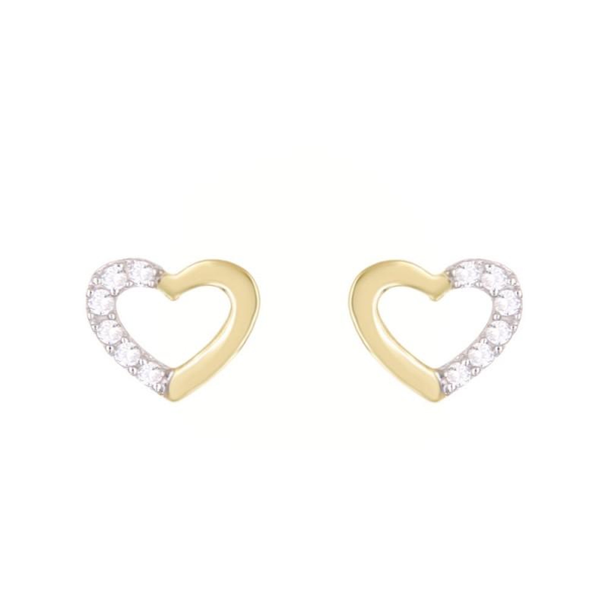 L'ATELIER D'AZUR Boucles d'Oreilles Or Jaune Coeurs Sertis de Zirconiums