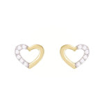 L'ATELIER D'AZUR Boucles d'Oreilles Or Jaune Coeurs Sertis de Zirconiums