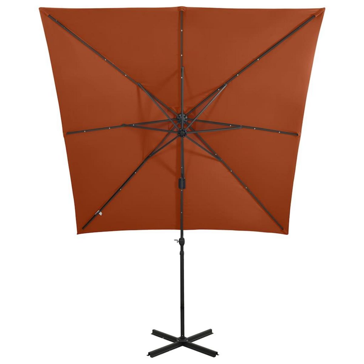 VIDAXL Parasol de jardin en porte-a-faux avec mat et lumieres LED