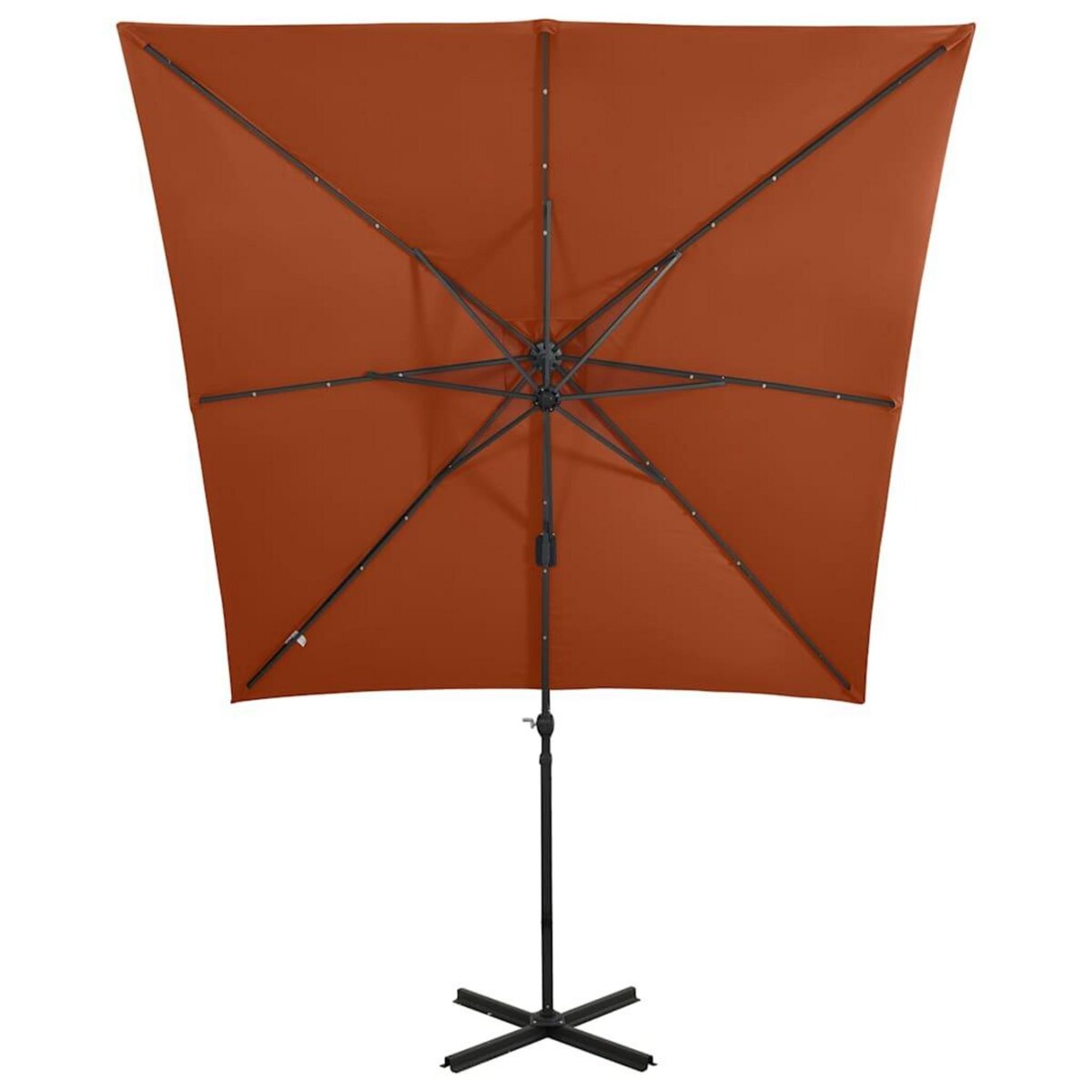 VIDAXL Parasol de jardin en porte-a-faux avec mat et lumieres LED