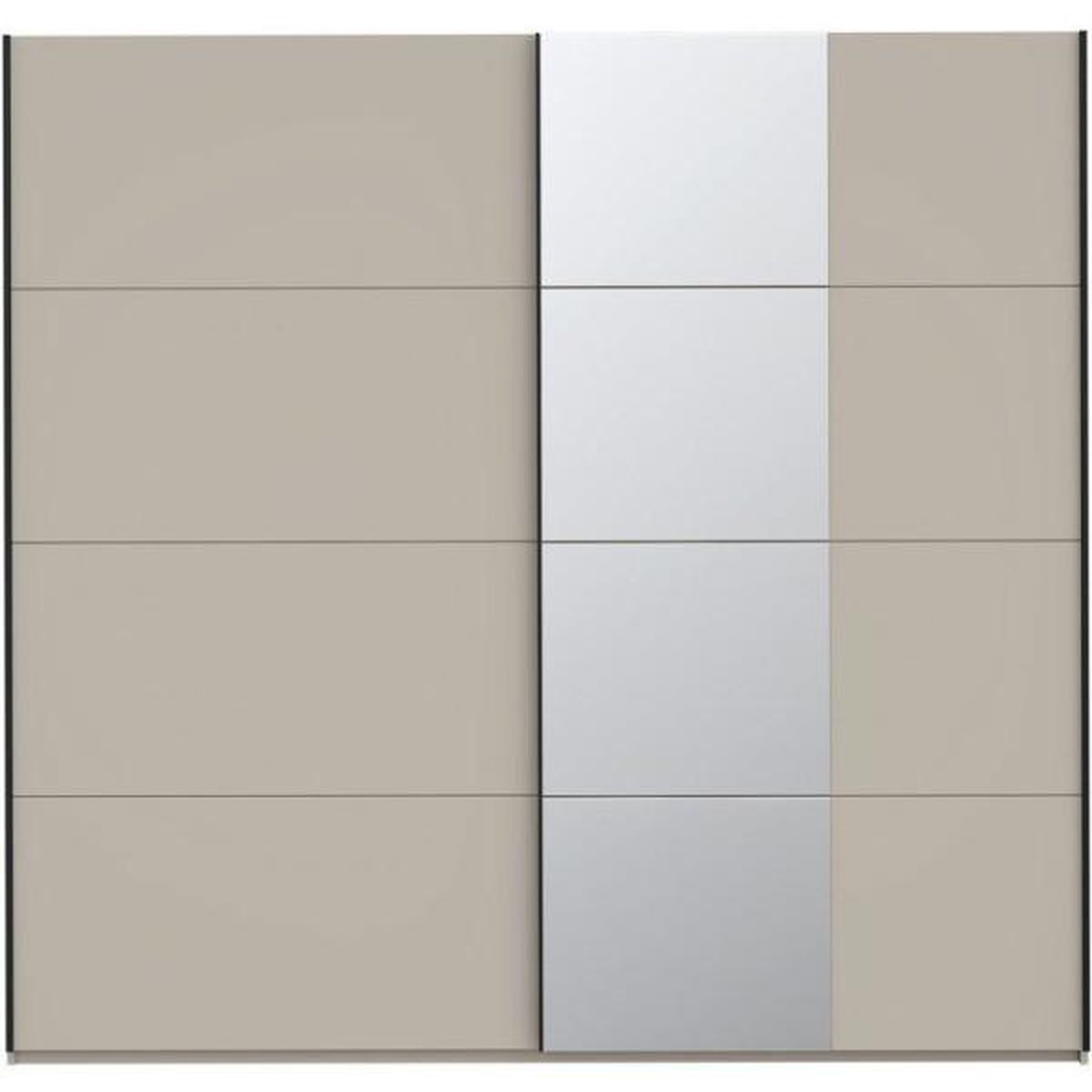 Voir la diapositive 3 : MARKET24 Armoire de chambre - Décor Sable - 2 portes coulissantes - Miroir - L220,1 x P61,2 x H210,5 cm