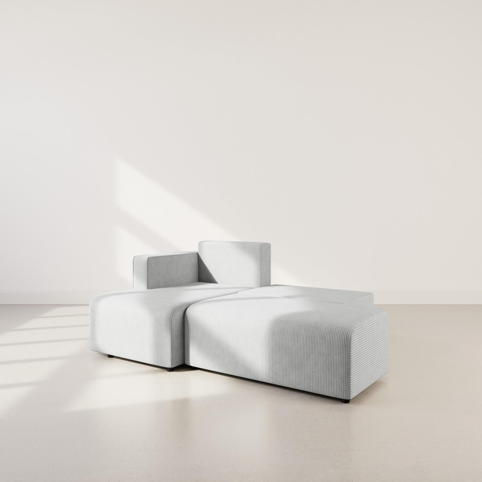 Voir la diapositive 2 : BEST MOBILIER Topaze - canapé d'angle gauche 4 places convertible avec coffre en velours côtelé