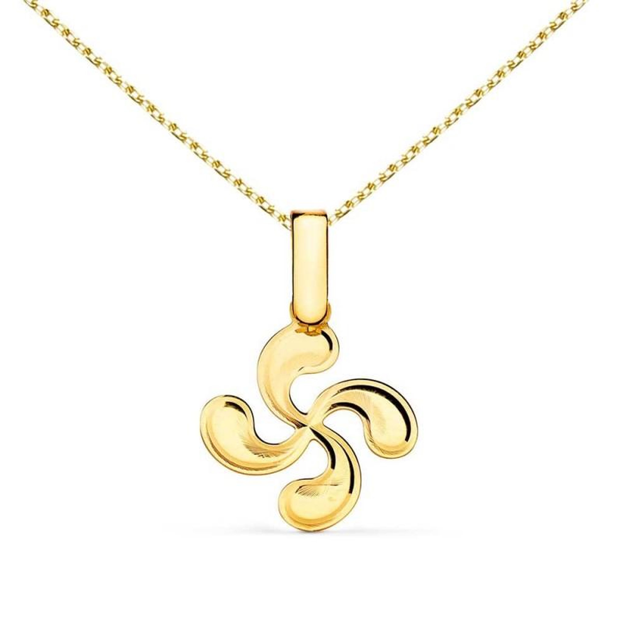L'ATELIER D'AZUR Collier - Pendentif Or 18 Carats 750/000 Jaune Croix Basque Lauburu - Chaine Dorée