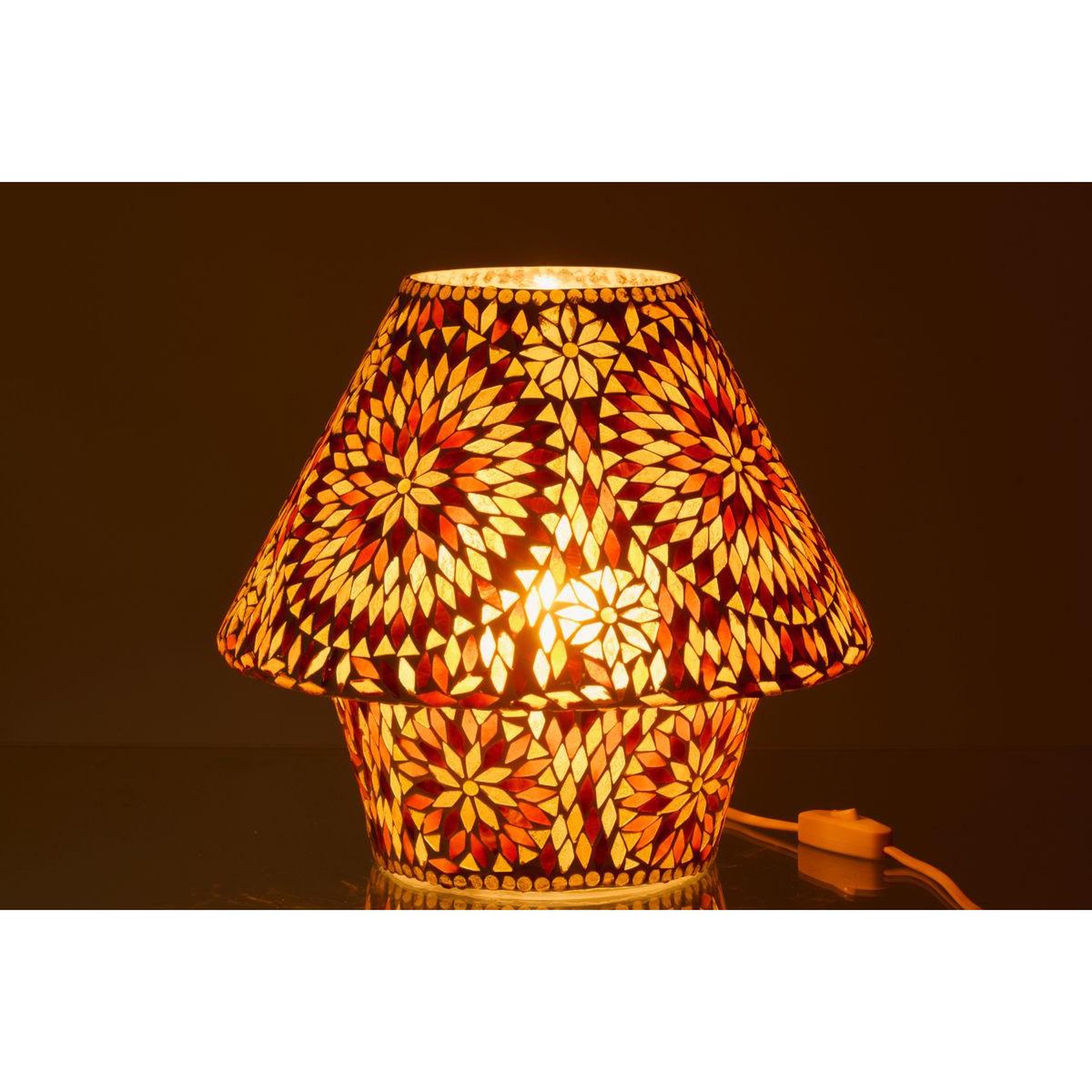 Voir la diapositive 3 : J-LINE Lampe à poser mosaïque  mari  33cm marron & orange