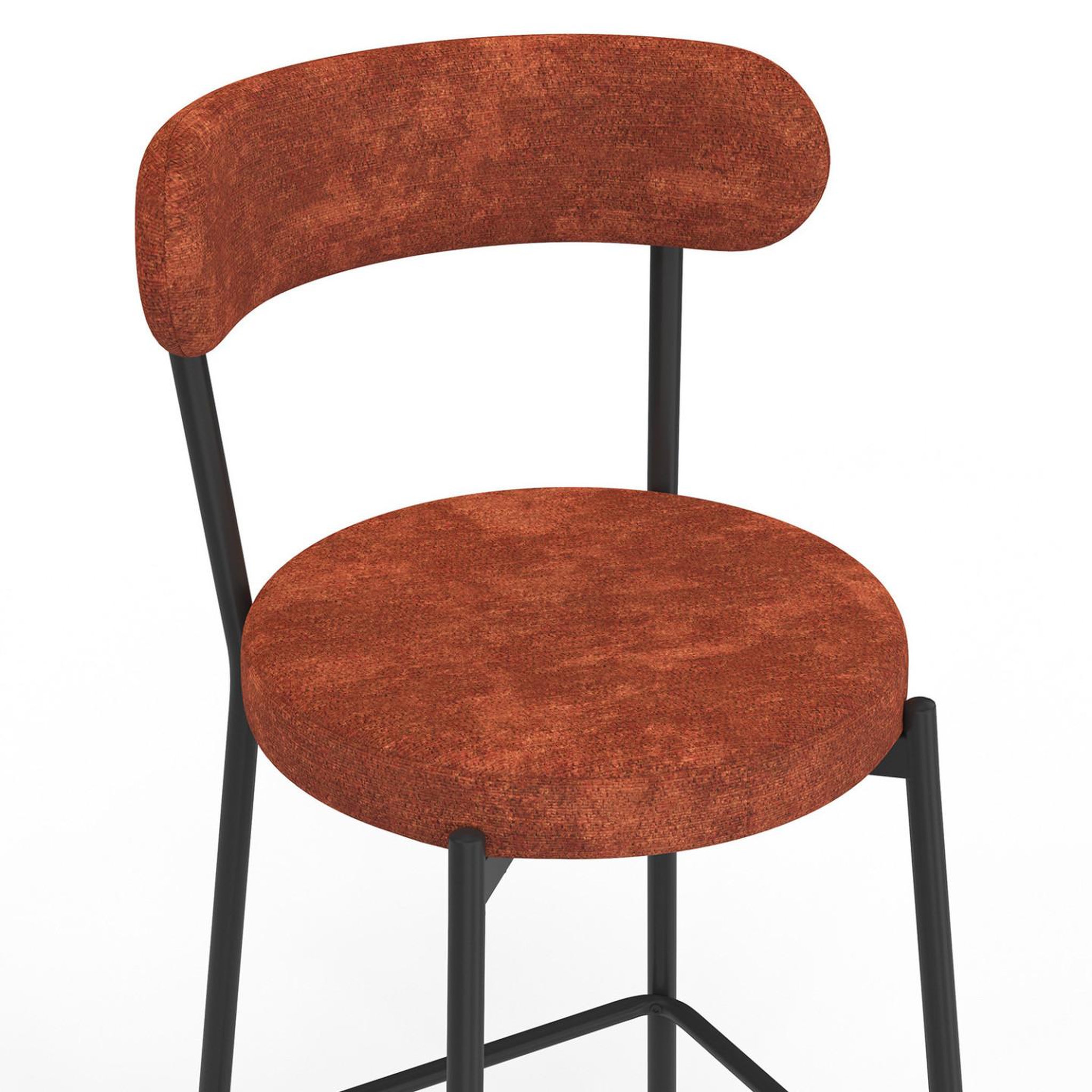 Voir la diapositive 6 : ID MARKET Lot de 4 tabourets de bar miki dossier incurvé en tissu chenille terracotta pieds en métal noir