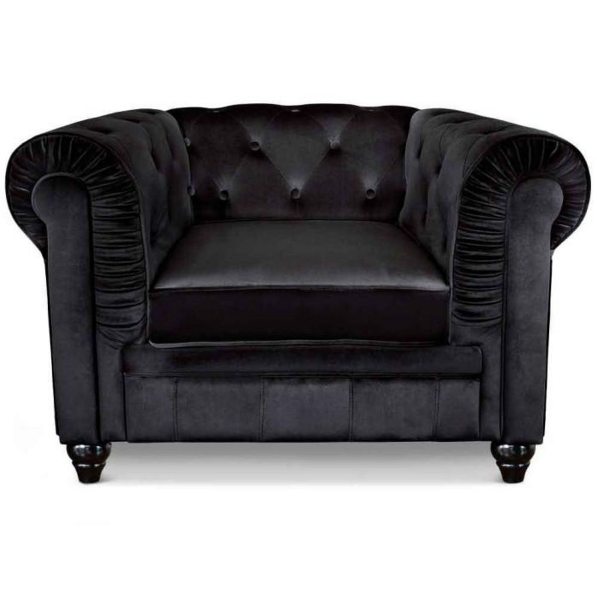 Paris Prix Fauteuil Design Velours  Chesterfield  111cm Noir