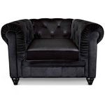 Paris Prix Fauteuil Design Velours  Chesterfield  111cm Noir