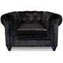 Voir la diapositive 1 : Paris Prix Fauteuil Design Velours  Chesterfield  111cm Noir