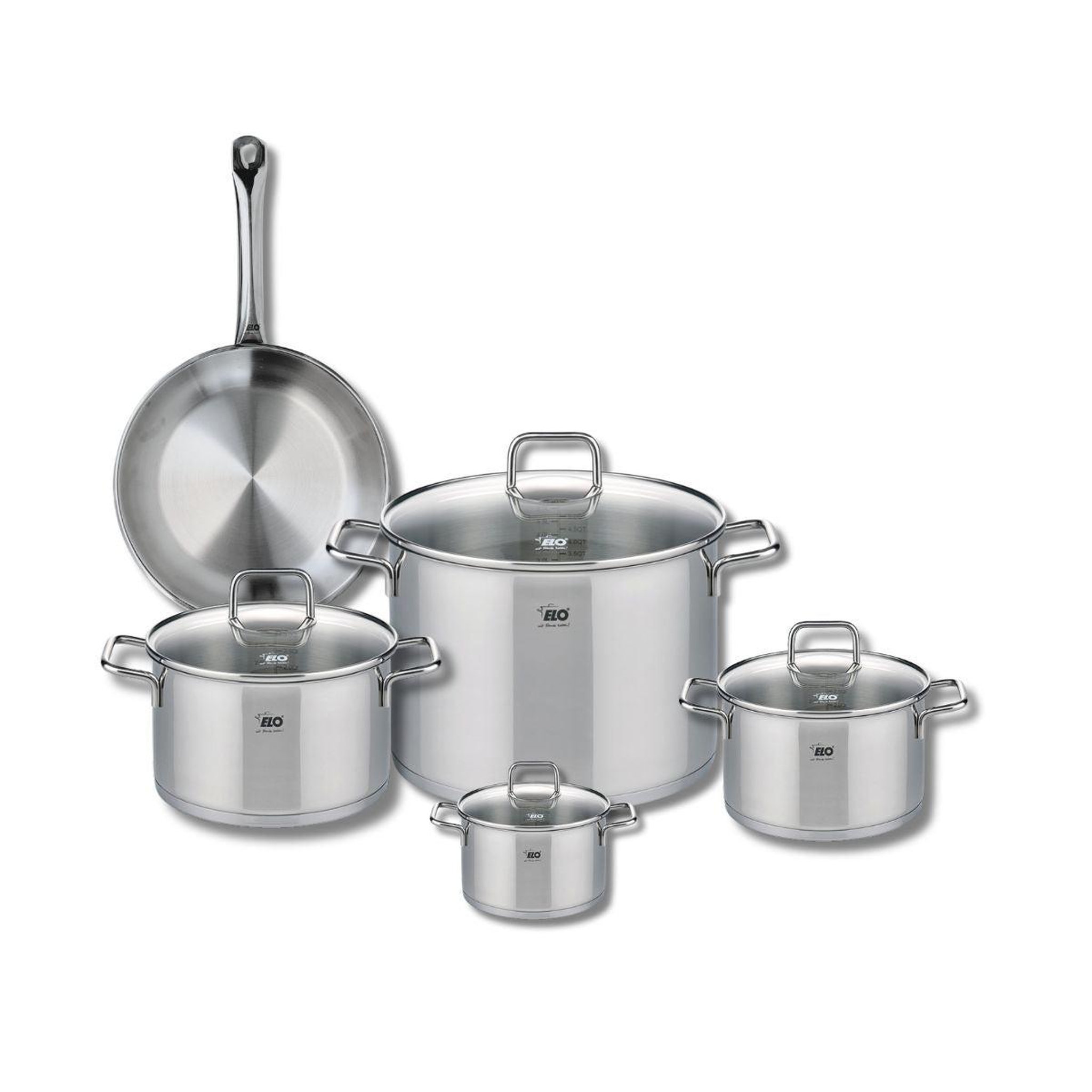 ELO Ensemble de 1 poêle de cuisson 24 cm et 4 faitouts 12, 16, 20 et 26 cm elo profi citrin
