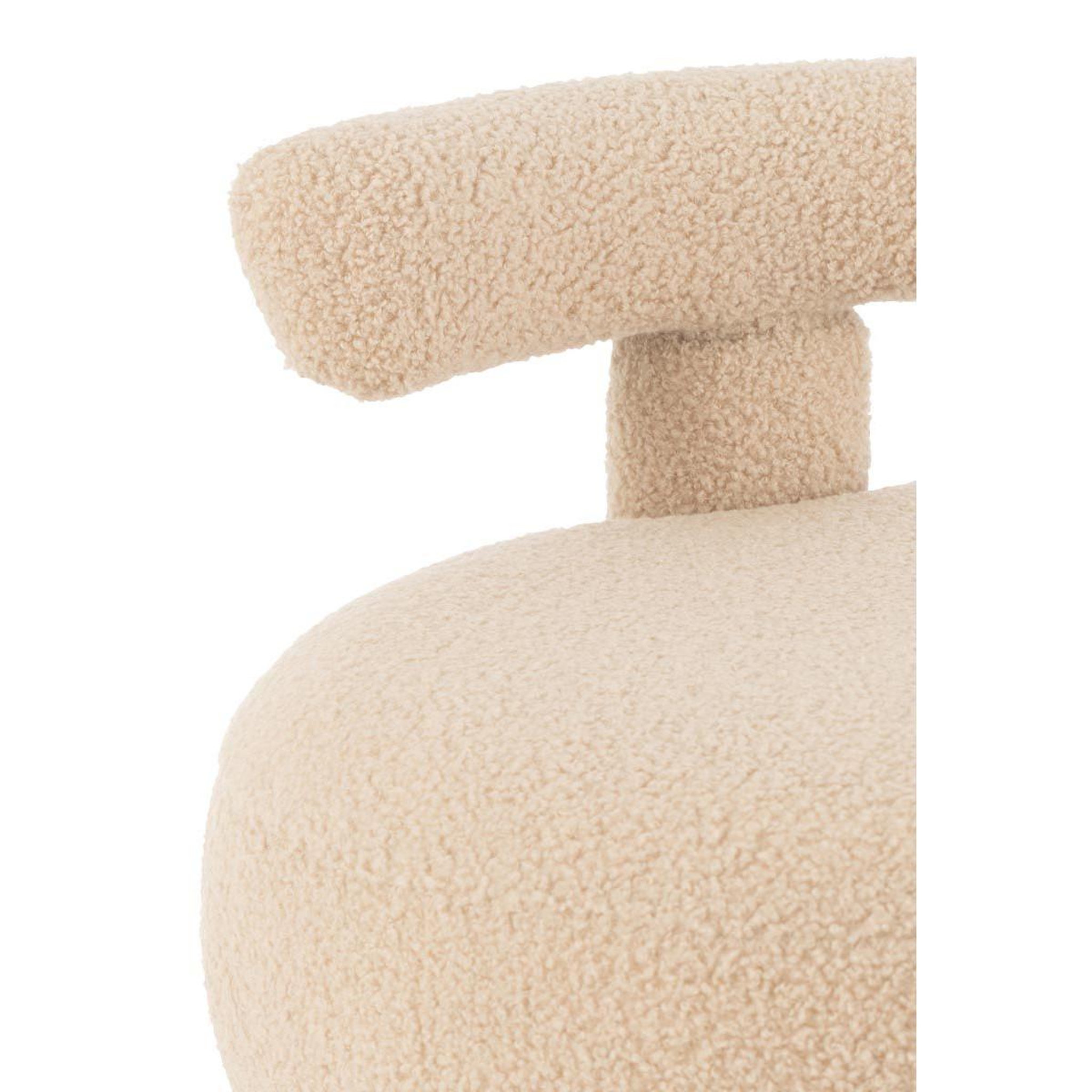 Voir la diapositive 5 : J-LINE Pouf bouclette avec dossier  teddy  52cm beige