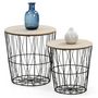 Voir la diapositive 4 : VS VENTA-STOCK Set de 2 Tables Basses Guili,Plateau en placage de Bois Naturel et Structure en métal
