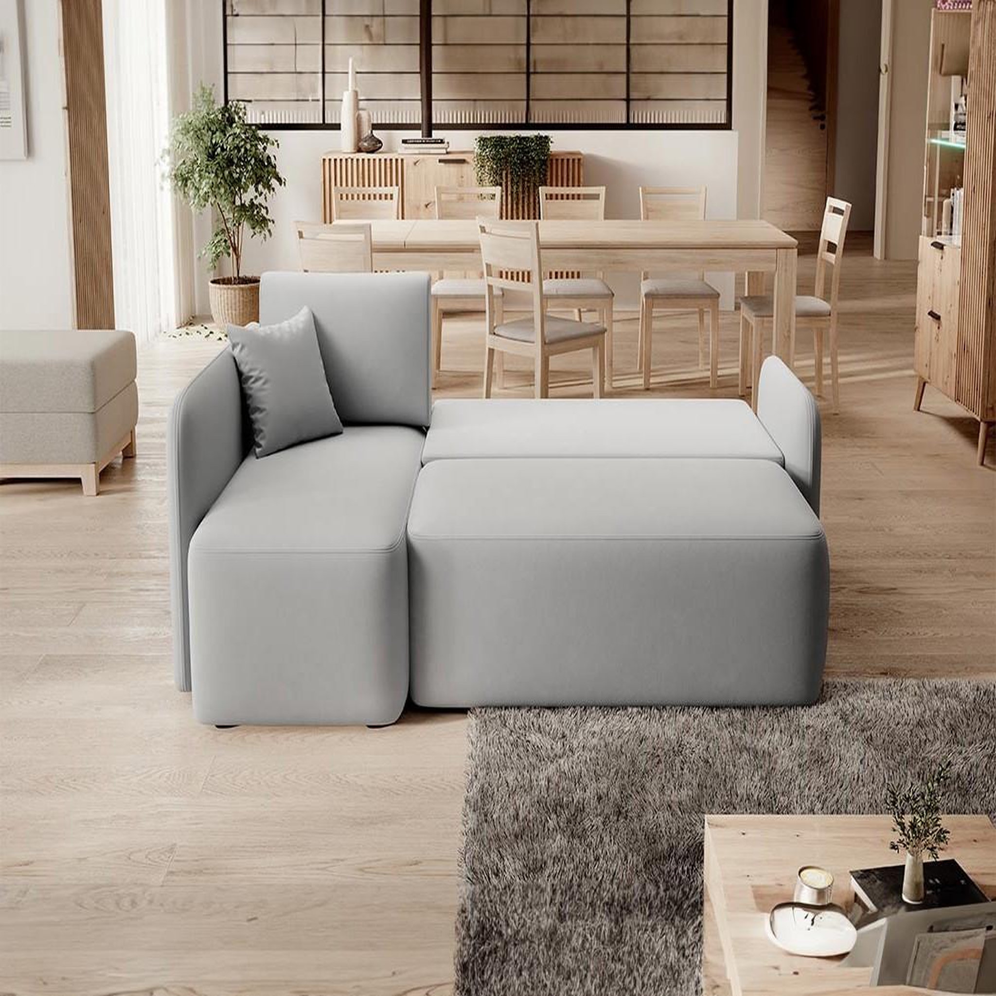 Voir la diapositive 3 : BEST MOBILIER Suzie - canapé d'angle gauche 4 places convertible avec coffre en velours