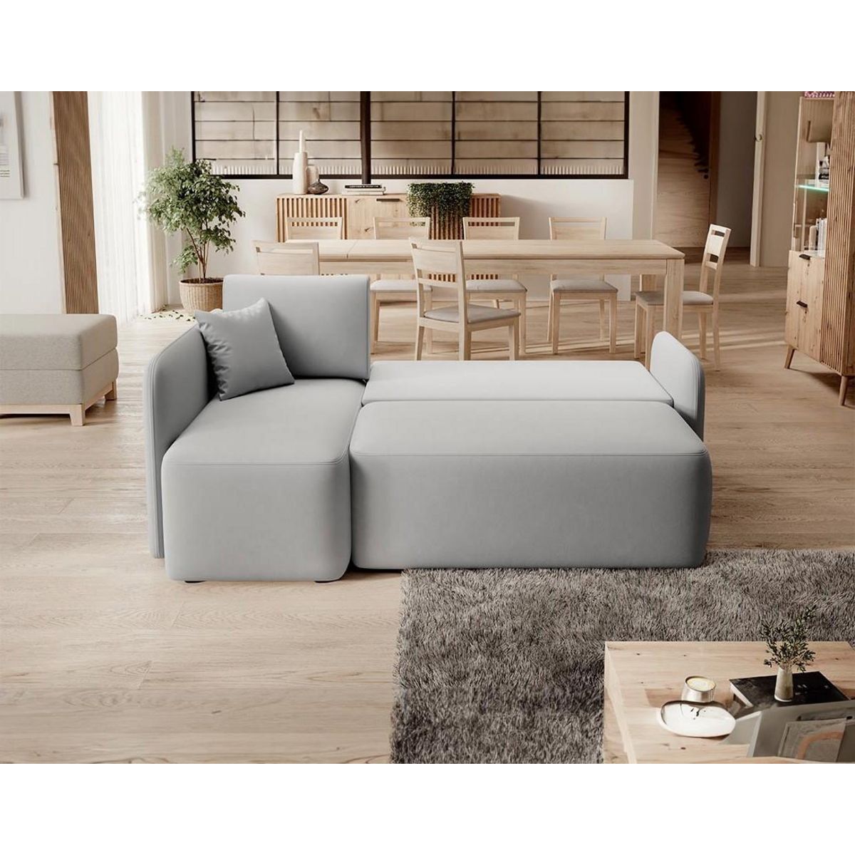 BEST MOBILIER Suzie - canapé d'angle gauche 4 places convertible avec coffre en velours