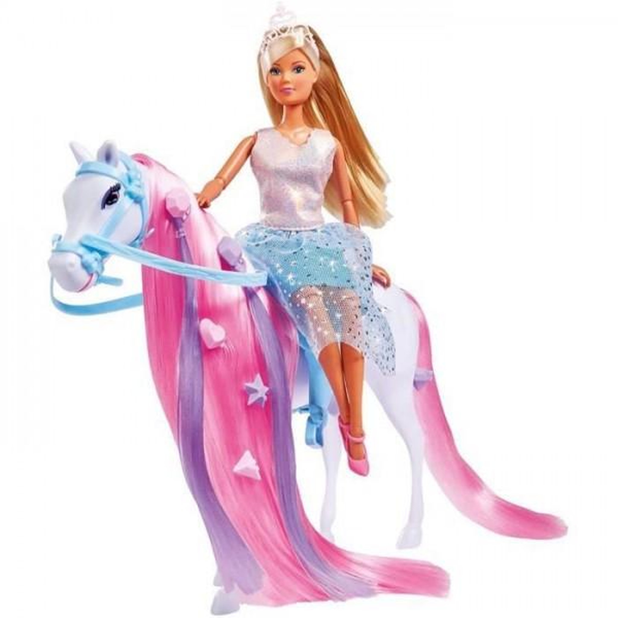 SIMBA.DICKIE.GROUP Simba - Steffi Love Princesse et Cheval - Poupée Mannequin 29cm - Robe + Tiare - Accessoires de Coiffure inclu