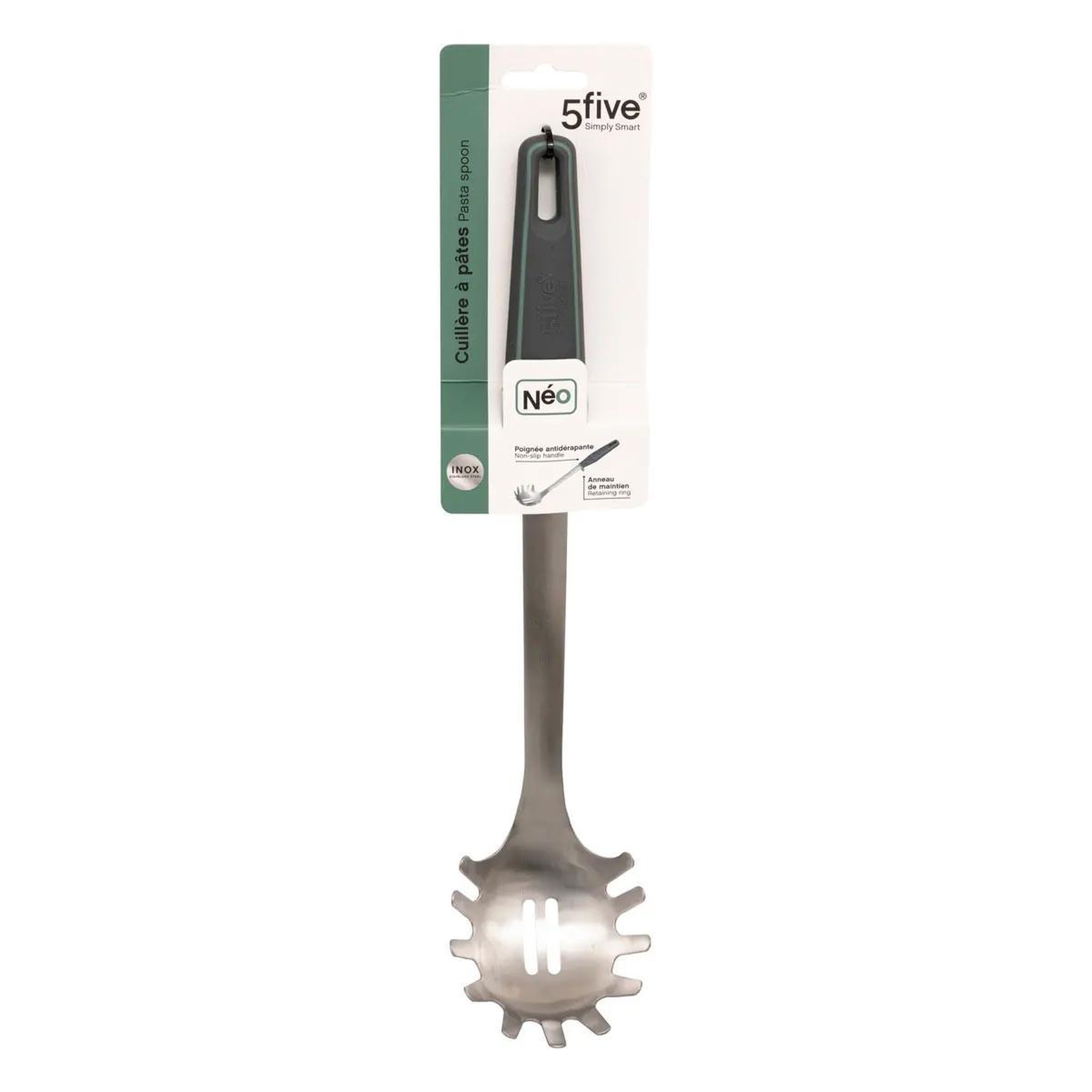 Voir la diapositive 3 : FIVE Cuillère à pâtes en inox  néo 2  34cm gris