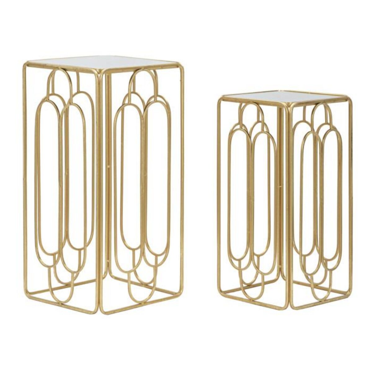 Paris Prix Lot de 2 Tables d'Appoint Gigogne Carrée  Arty  70cm Or