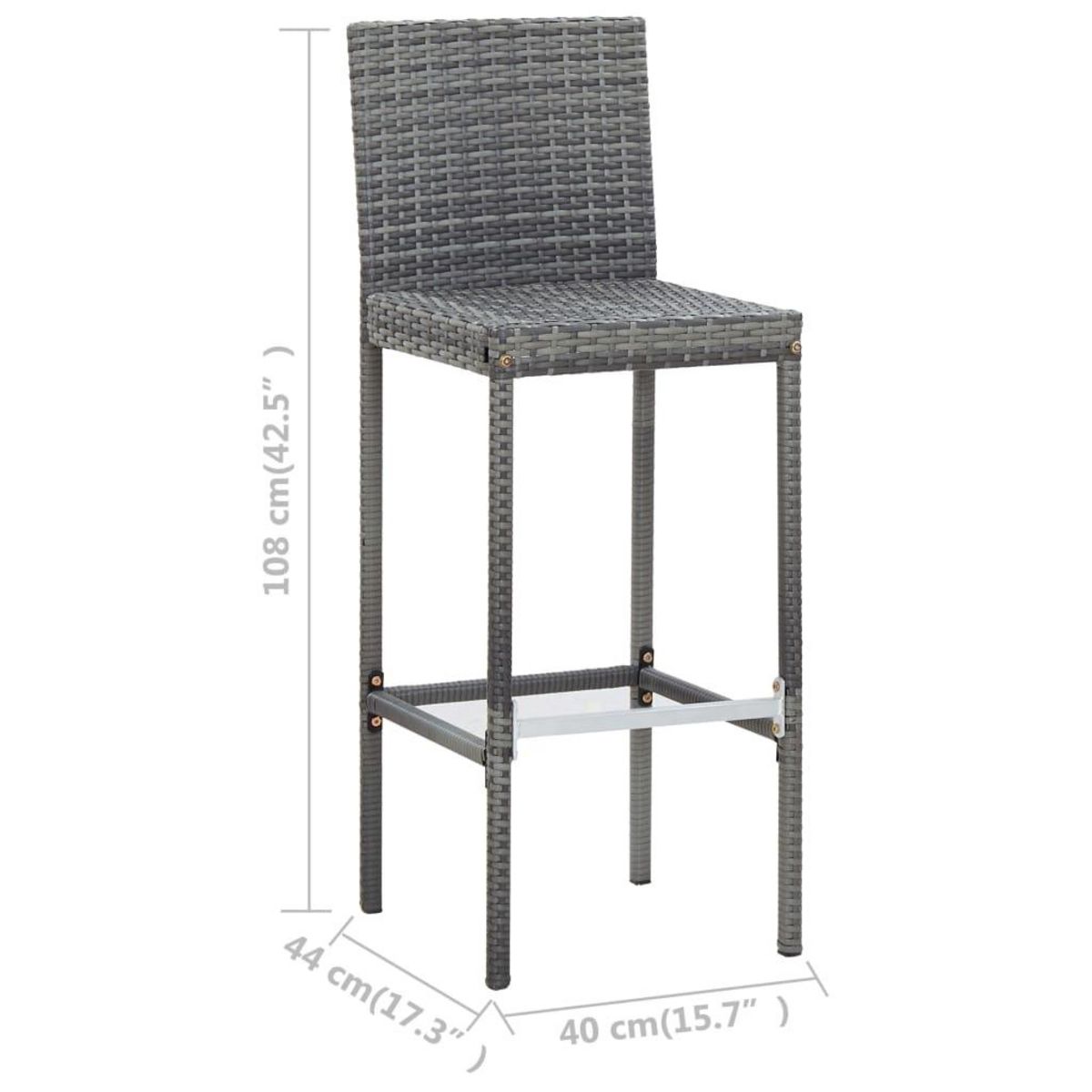 VIDAXL Ensemble de bar d'exterieur 7 pcs coussins Resine tressee Gris