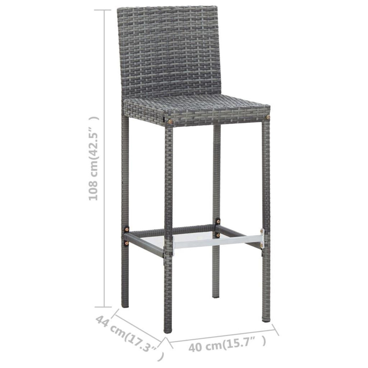 VIDAXL Ensemble de bar d'exterieur 7 pcs coussins Resine tressee Gris