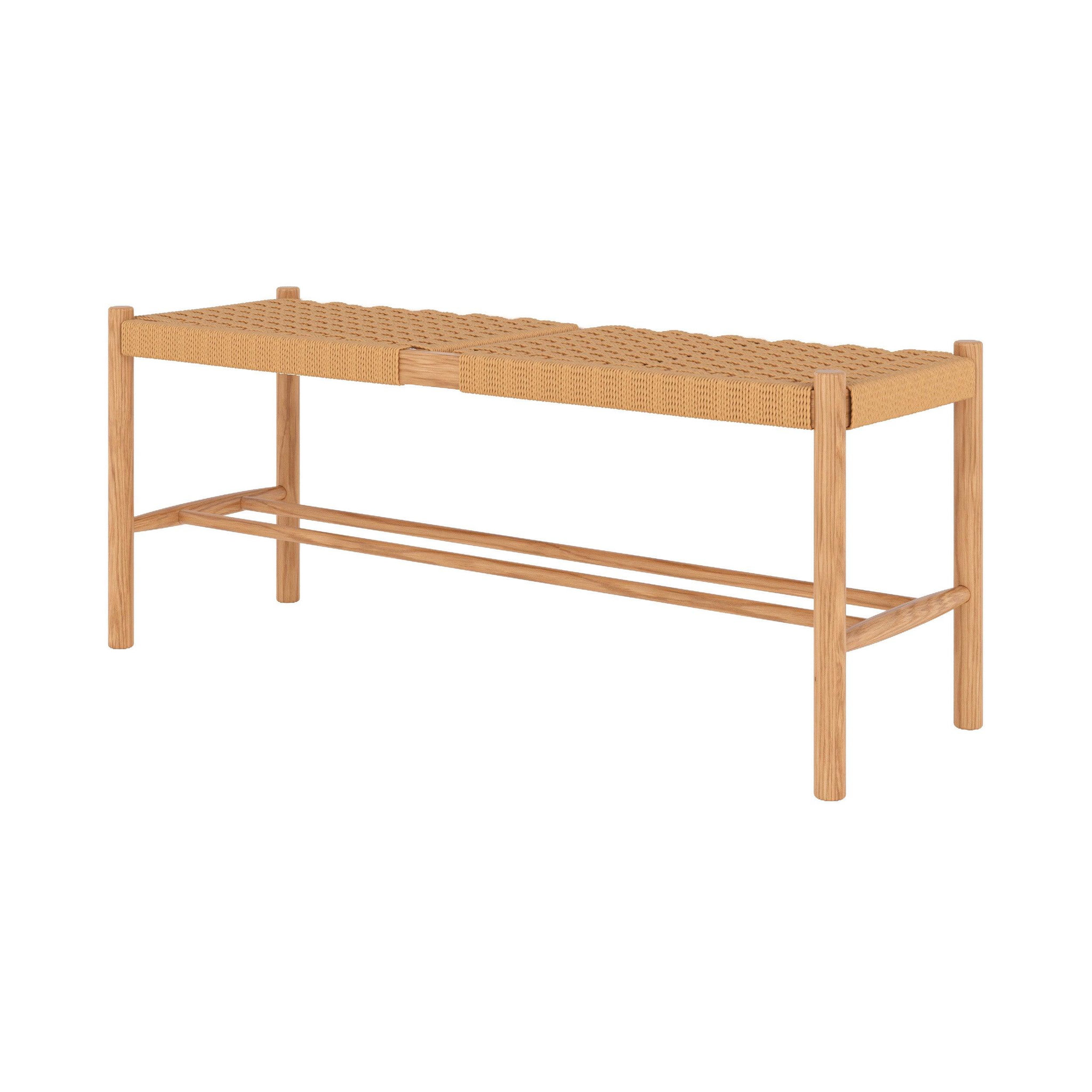 MAISON PAVANE Banc 2 places en bois de chêne massif avec tressage-kepler
