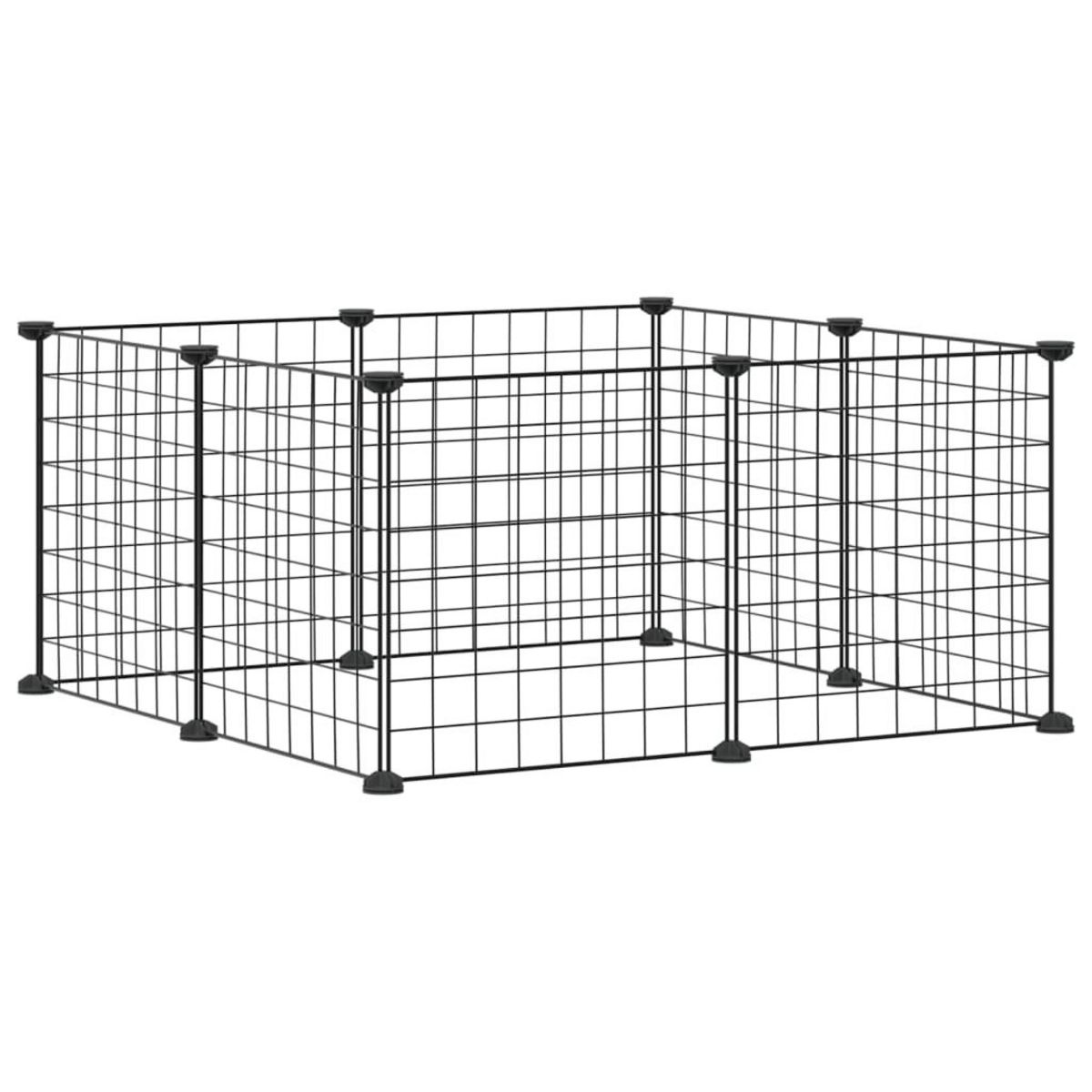 VIDAXL Cage animaux de compagnie a 8 panneaux Noir 35x35 cm Acier