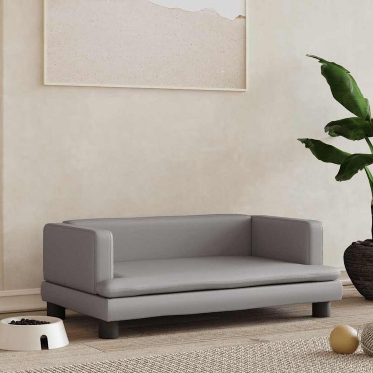 VIDAXL Lit pour chien gris 80x45x30 cm similicuir